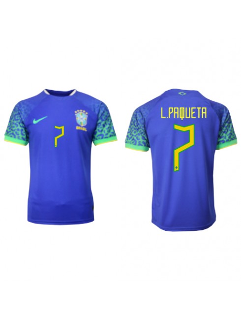 Brasilien Lucas Paqueta #7 Replika Borta Kläder VM 2022 Kortärmad